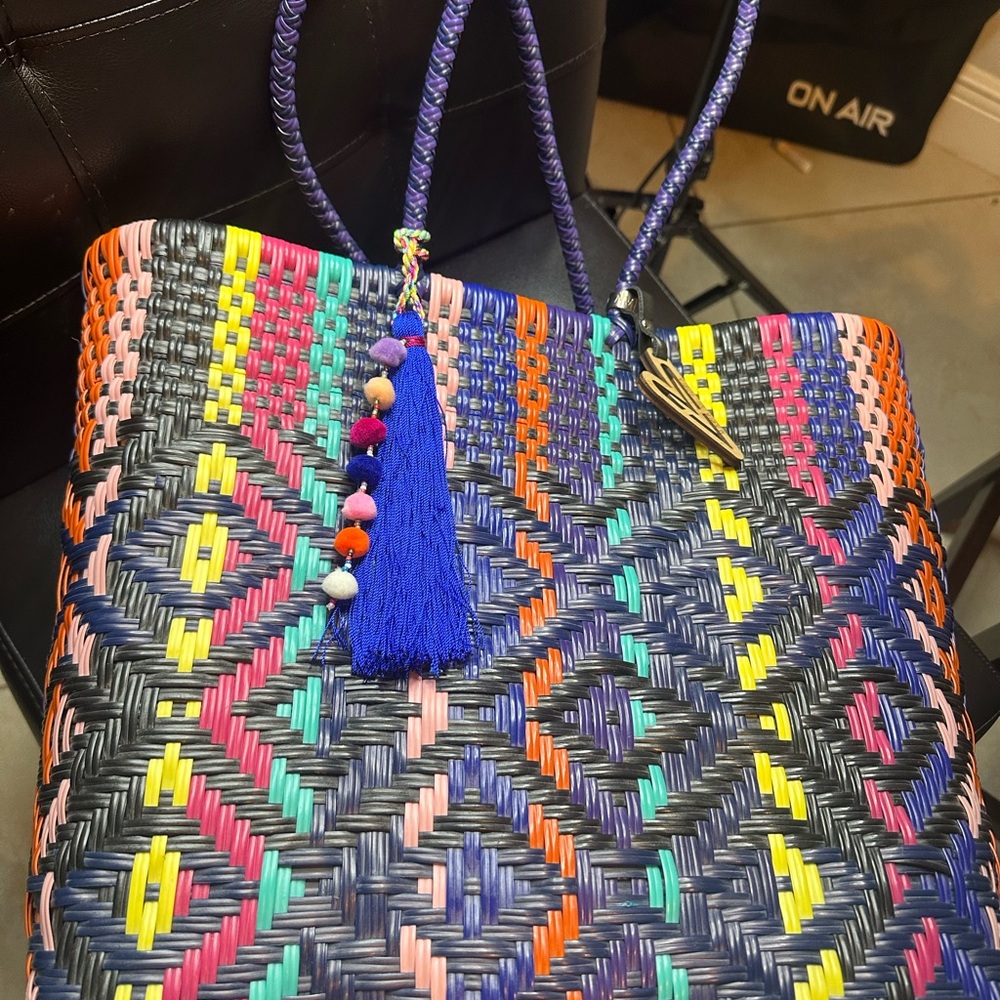 María Victoria Multicolor Woven Tote Bag